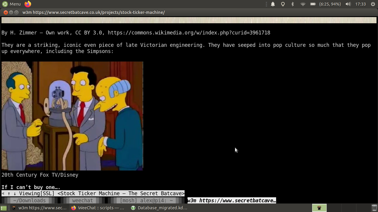 Screenshot of w3m running in kitty, displaying images, in
action